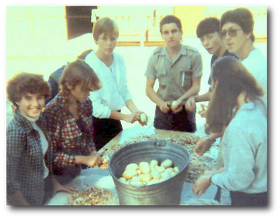 peeling potatoes at SUMCAY